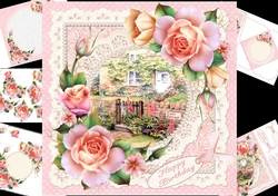 8x8 Rose cottage with spring roses mini kit