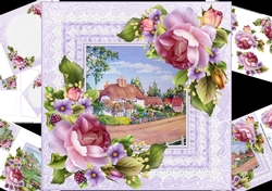 8x8 spring roses with choice of 2 cottage scenes mini kit 2