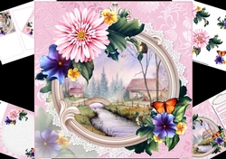 8x8 Summer flowers with watercolour scene mini kit