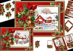 Christmas cottage in holly and pine frame choice of scenes mini kit