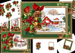 Christmas cottage in holly and pine frame choice of scenes mini kit 2