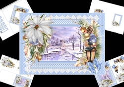 Church in snow watercolour scene mini kit