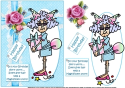 Stella and her gray hair quick card