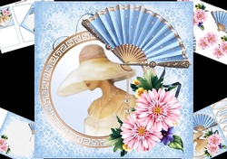 8x8 Blue fan with flowers mini kit