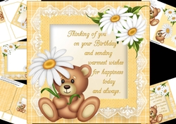 8x8 daisy bear with birthday wishes mini kit