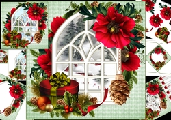 8x8 Vintage Christmas through the window 2 choice of 2 scenes mini kit
