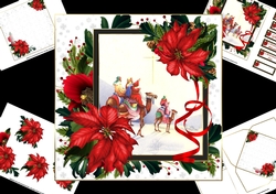 7x7 Three wise men with poinsettia mini kit