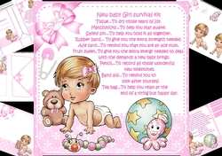 8x8 new baby girl survival kit mini kit