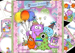 8x8 monster birthday wishes mini kit