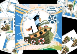 7x7 fun tug boat birthday 4 mini kit