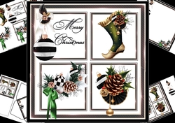 8x8 Black and white Christmas ornaments 1 mini kit