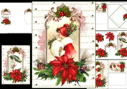 Vintage Christmas lady choice of 2 scenes mini kit