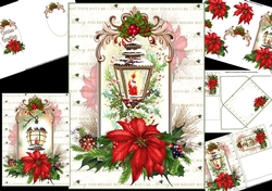 Vintage Christmas lantern choice of 2 scenes mini kit
