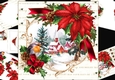 8x8 Poinsettia and robin with Christmas scene 4