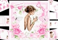 8x8 Shabby chic roses with beautiful lady mini kit