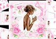 8x8 Shabby chic roses with beautiful lady ethnic mini kit