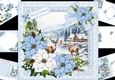8x8 Blue Christmas snowy house with deer scene mini kit