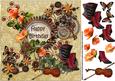 8x8 Peach Roses and Violin Steampunk