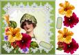 8x8 Vintage Girl in Green Hat