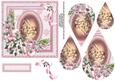 Vintage Christmas Scene and Pink Poinsettia Teardrop Pyramid