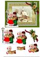Peace Love Joy Vintage Scene with Carol Singers Red