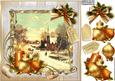 8x8 Vintage Golden Christmas Scene