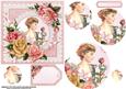 Elegant Vintage Lady with Edwardian Roses Pyramid