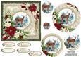 Vintage Christmas Deer with Poinsettia Pyramid