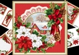 8x8 Snowy cottage scene with poinsettias 2 mini kit