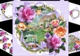 8x8 thatched cottage with roses in ribbon frame mini kit
