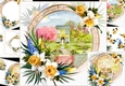 8x8 Country cottage with dancing daffodils choice of 2 scenes mini kit
