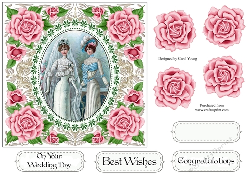 Pretty Rose Frame Vintage Bride
