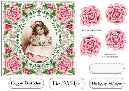 Pretty Rose Frame Vintage Child