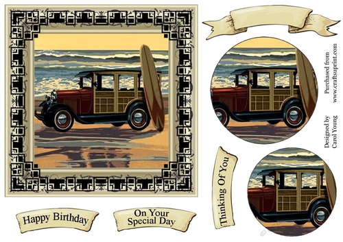 Beach Car Male Card