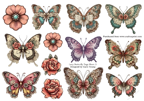 Lace Butterfly Tags Sheet 2