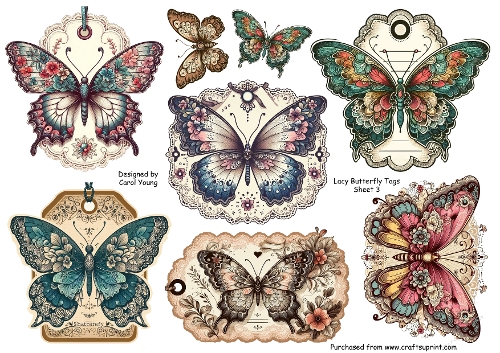 Lace Butterfly Tags Sheet 3