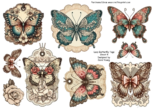 Lace Butterfly Tags Sheet 4