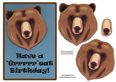 Grizzly Bear Birthday Card