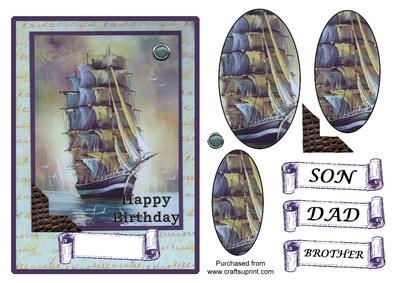 Sailing Ship Male Birthday Quick Card