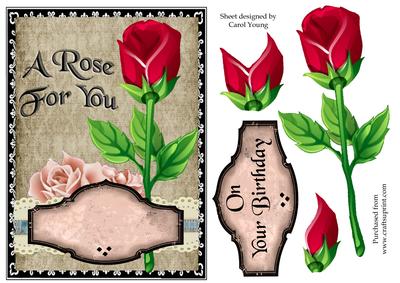 A 'rose for You' Birthday Card Topper