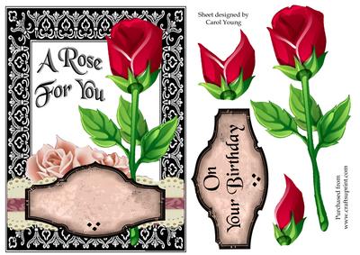 A 'rose for You' Birthday Card Topper