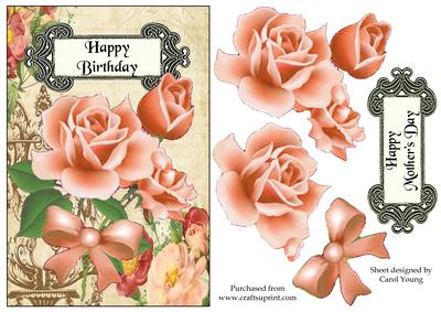 Peach Rose Birthday/mother's Day Card