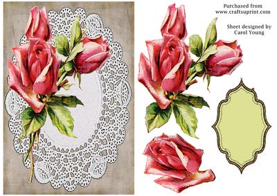Rose Corner Doilie Card