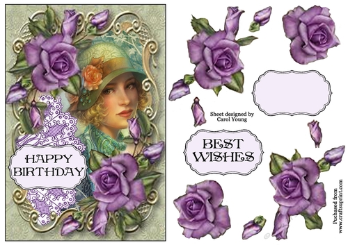 Purple Rose Vintage Card 1