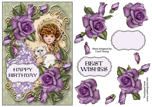 Purple Rose Vintage Card 2