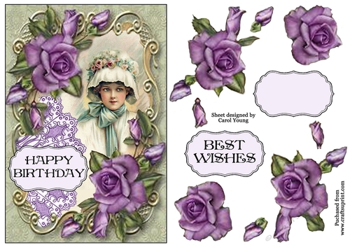 Purple Rose Vintage Card 4