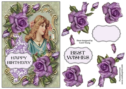 Purple Rose Vintage Card 5