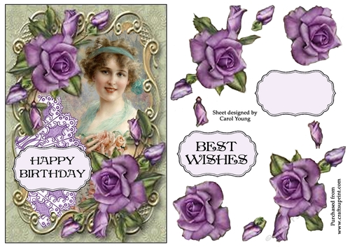 Purple Rose Vintage Card 6