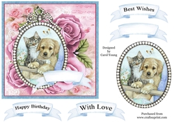 Jewelled Cameo 9 Puppy & Kitten