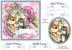 Jewelled Cameo 11 Puppy & Kitten